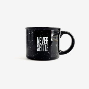 never settle mug